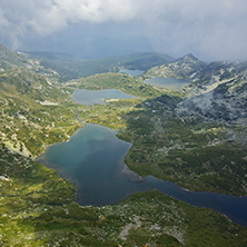 Amazing Panorama of The Twin, The Trefoil, The Fish and the upper Lakes, The Seven Rila Lakes, Bulgaria