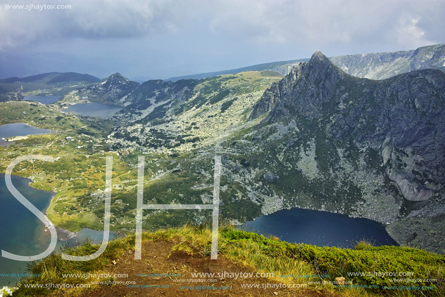 Amazing Panorama of The Twin, The Trefoil, The Fish and the upper Lakes, The Seven Rila Lakes, Bulgaria