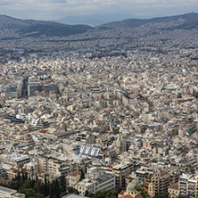 Amazing Panorama of the city of Athens from Lycabettus hill, Attica, Greece