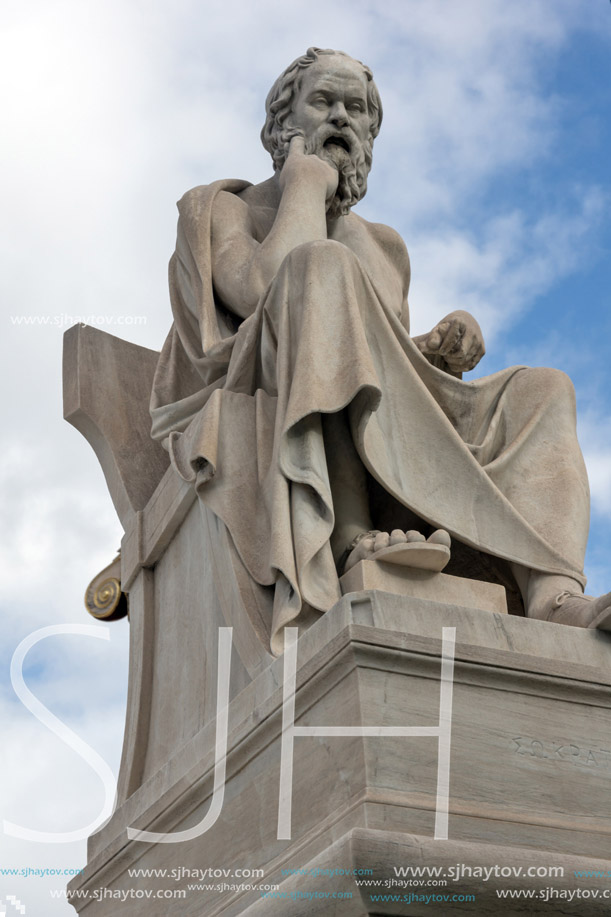 Socrates statue in front of Academy of Athens, Attica, Greece