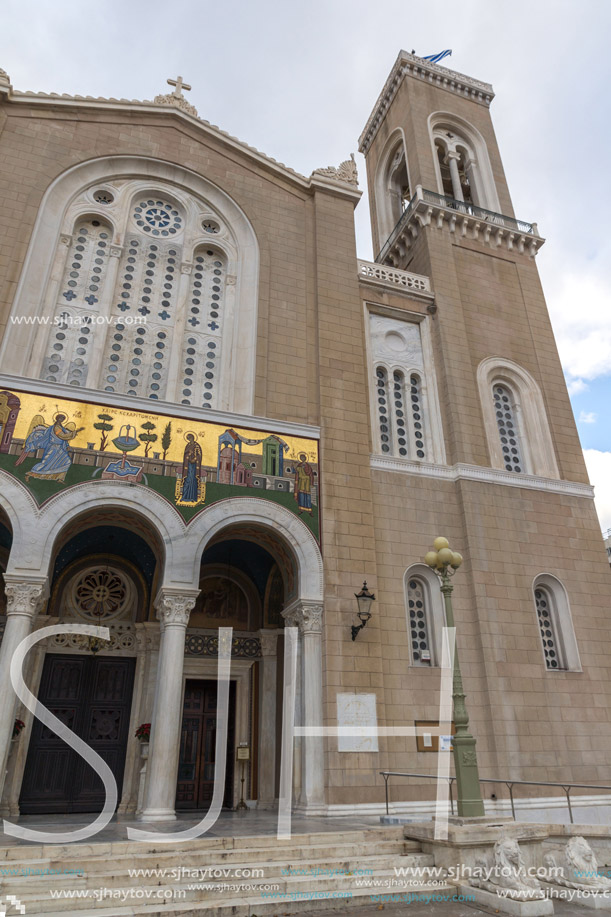 Amazing view of Metropolitan Cathedral in Athens, Attica, Greece