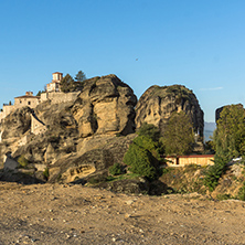Amazing Sunset Panorama of  Holy Monastery of Varlaam in Meteora, Thessaly, Greece