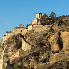 Amazing Sunset Panorama of  Holy Monastery of Varlaam in Meteora, Thessaly, Greece