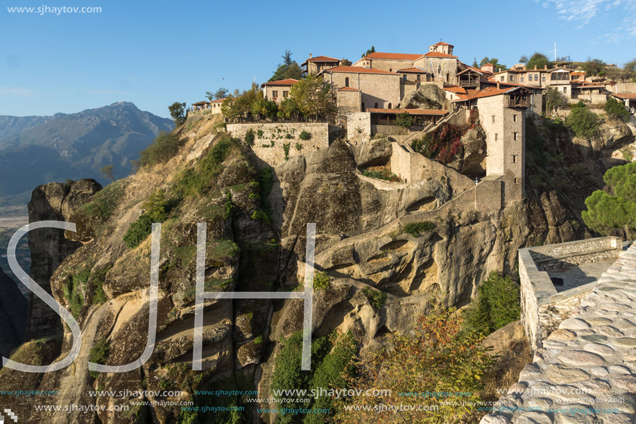 Amazing panorama of Holy Monastery of Great Meteoron in Meteora, Thessaly, Greece