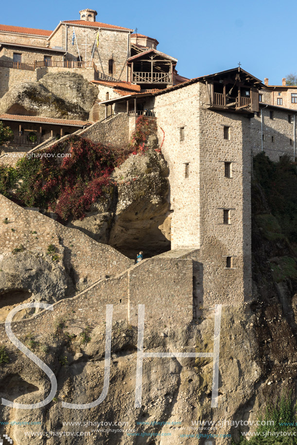 Amazing panorama of Holy Monastery of Great Meteoron in Meteora, Thessaly, Greece