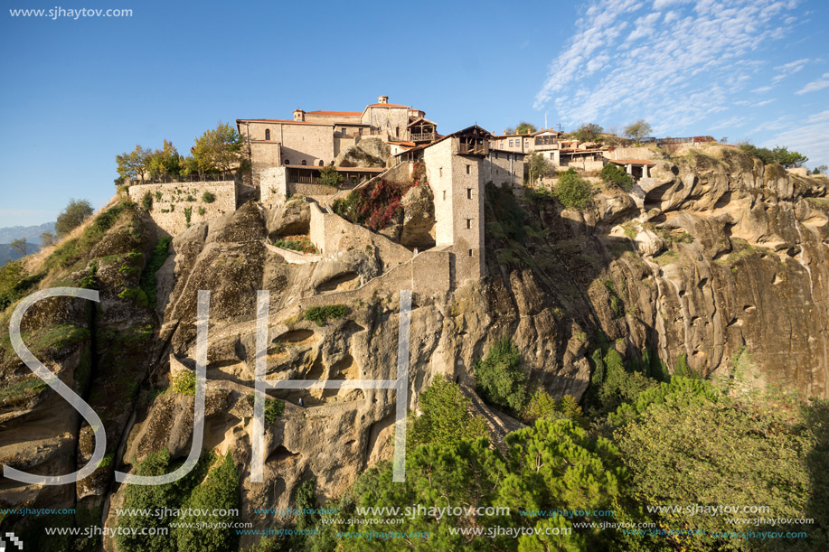 Amazing panorama of Holy Monastery of Great Meteoron in Meteora, Thessaly, Greece