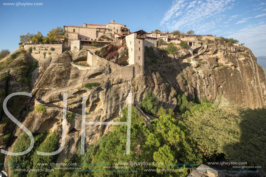 Amazing panorama of Holy Monastery of Great Meteoron in Meteora, Thessaly, Greece