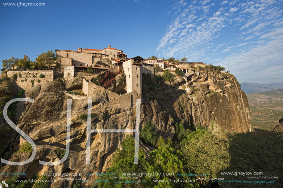 Amazing panorama of Holy Monastery of Great Meteoron in Meteora, Thessaly, Greece