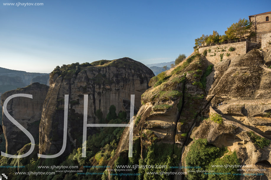 Amazing panorama of Holy Monastery of Great Meteoron in Meteora, Thessaly, Greece