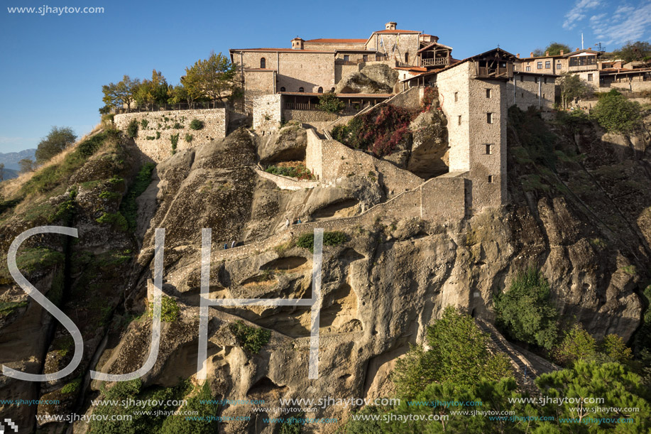 Amazing panorama of Holy Monastery of Great Meteoron in Meteora, Thessaly, Greece