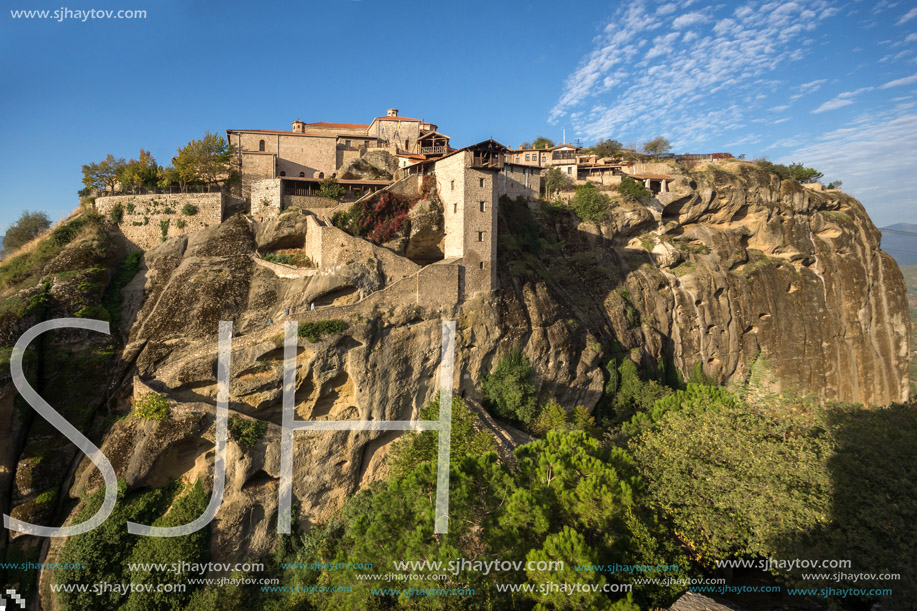 Amazing panorama of Holy Monastery of Great Meteoron in Meteora, Thessaly, Greece