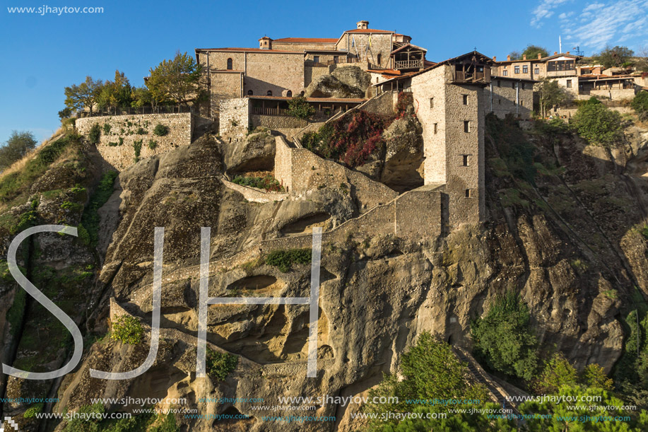 Amazing panorama of Holy Monastery of Great Meteoron in Meteora, Thessaly, Greece