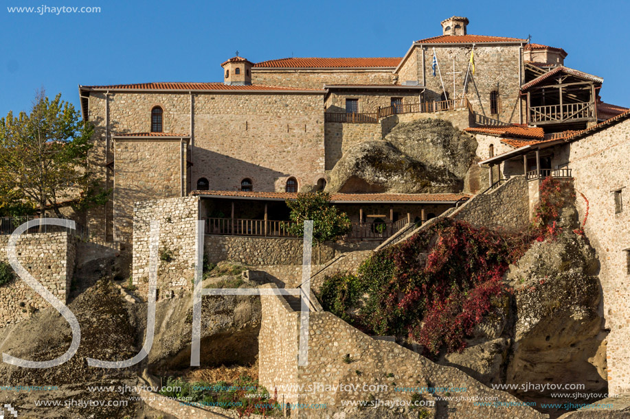 Amazing panorama of Holy Monastery of Great Meteoron in Meteora, Thessaly, Greece