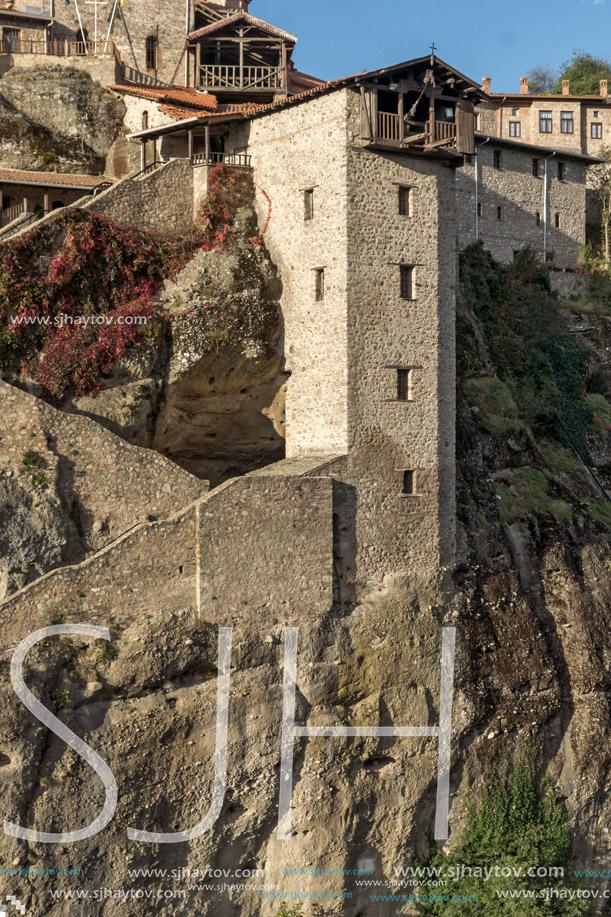 Amazing panorama of Holy Monastery of Great Meteoron in Meteora, Thessaly, Greece