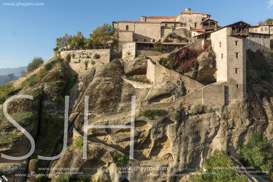 Amazing panorama of Holy Monastery of Great Meteoron in Meteora, Thessaly, Greece