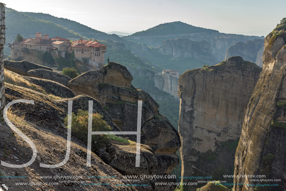 Amazing Panorama of  Holy Monastery of Varlaam in Meteora, Thessaly, Greece