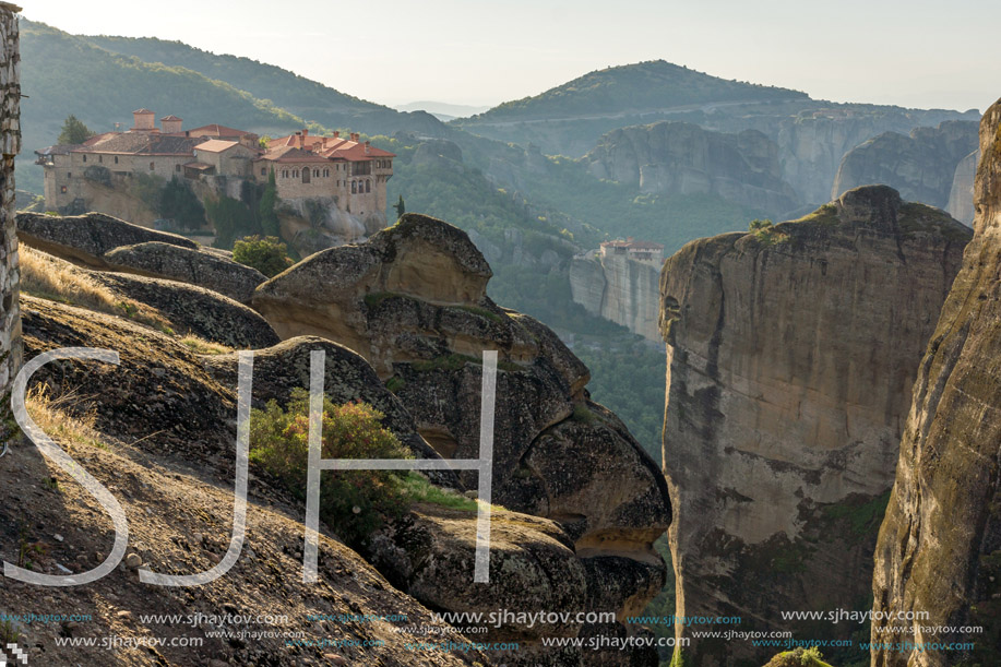 Amazing Panorama of  Holy Monastery of Varlaam in Meteora, Thessaly, Greece