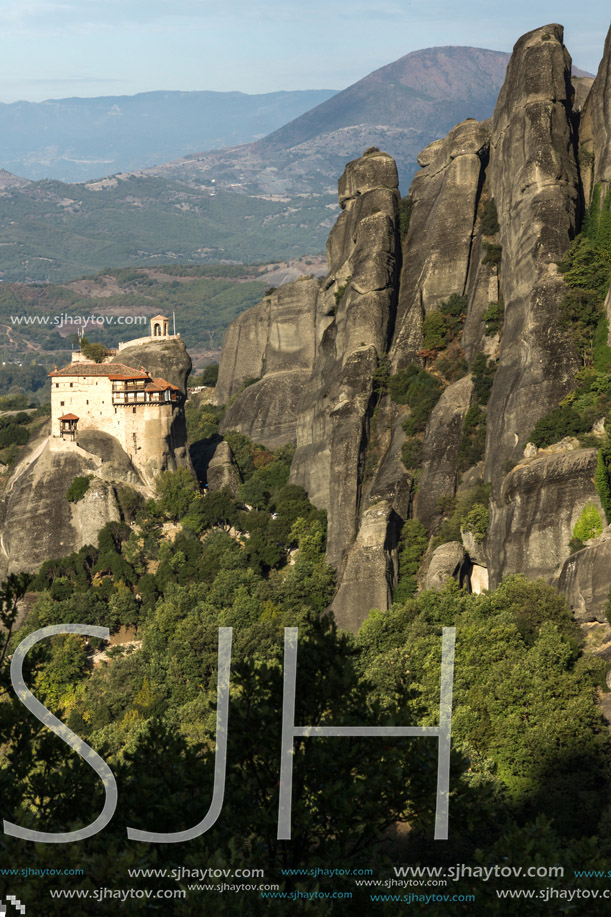 Panorama of Orthodox Monastery of St. Nicholas Anapausas in Meteora, Thessaly, Greece