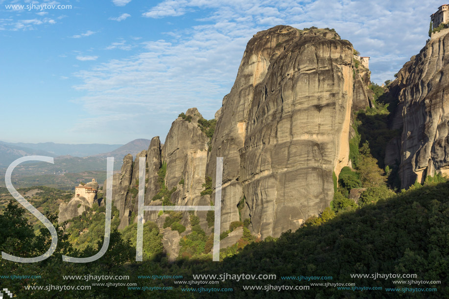 Panorama of Orthodox Monastery of St. Nicholas Anapausas in Meteora, Thessaly, Greece