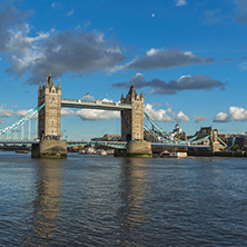LONDON, ENGLAND - JUNE 15 2016: Sunset view of Tower Bridge in London, England, Great Britain