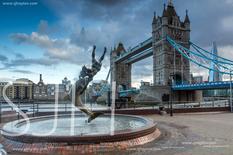 LONDON, ENGLAND - JUNE 15 2016: Sunset view of Tower Bridge in London, England, Great Britain