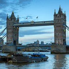 LONDON, ENGLAND - JUNE 15 2016: Sunset view of Tower Bridge in London, England, Great Britain