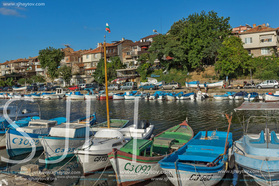 SOZOPOL, BULGARIA - JULY 12, 2016: Amazing Panorama of port of town of Sozopol, Burgas Region, Bulgaria