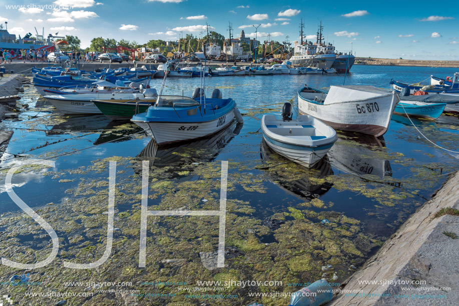 SOZOPOL, BULGARIA - JULY 12, 2016: Amazing Panorama of port of town of Sozopol, Burgas Region, Bulgaria