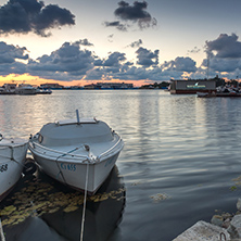 SOZOPOL, BULGARIA - JULY 12, 2016: Amazing Sunset at the port of Sozopol, Burgas Region, Bulgaria