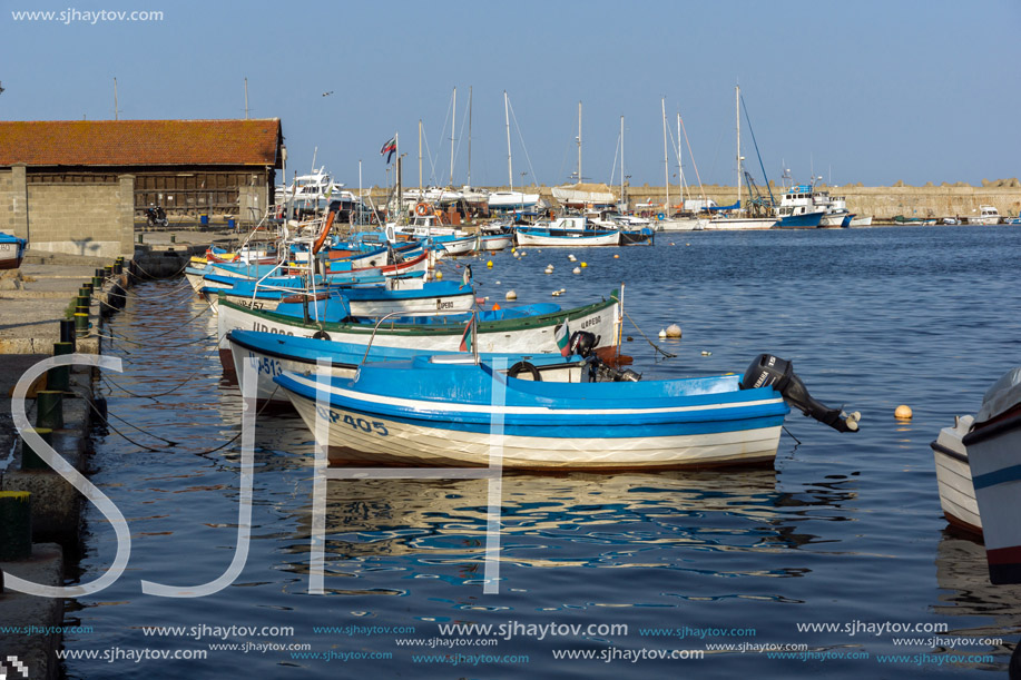 TSAREVO, BULGARIA - JUNE 29, 2013:  Old boat at the port town of Tsarevo, Burgas Region, Bulgaria