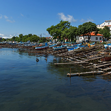 AHTOPOL, BULGARIA - JUNE 30, 2013: Panorama of port of town of Ahtopol,  Burgas Region, Bulgaria