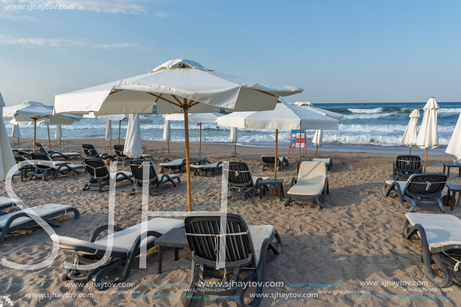 LOZENETS, BULGARIA - JULY 2, 2013: Panorama of Oasis beach near village of Lozenets, Burgas Region, Bulgaria