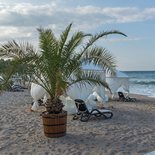 LOZENETS, BULGARIA - JULY 2, 2013: Panorama of Oasis beach near village of Lozenets, Burgas Region, Bulgaria