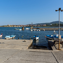 TSAREVO, BULGARIA - JULY 3, 2013:  Old boat at the port of town of Tsarevo, Burgas Region, Bulgaria
