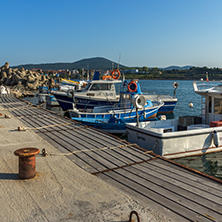 TSAREVO, BULGARIA - JULY 3, 2013:  Old boat at the port of town of Tsarevo, Burgas Region, Bulgaria