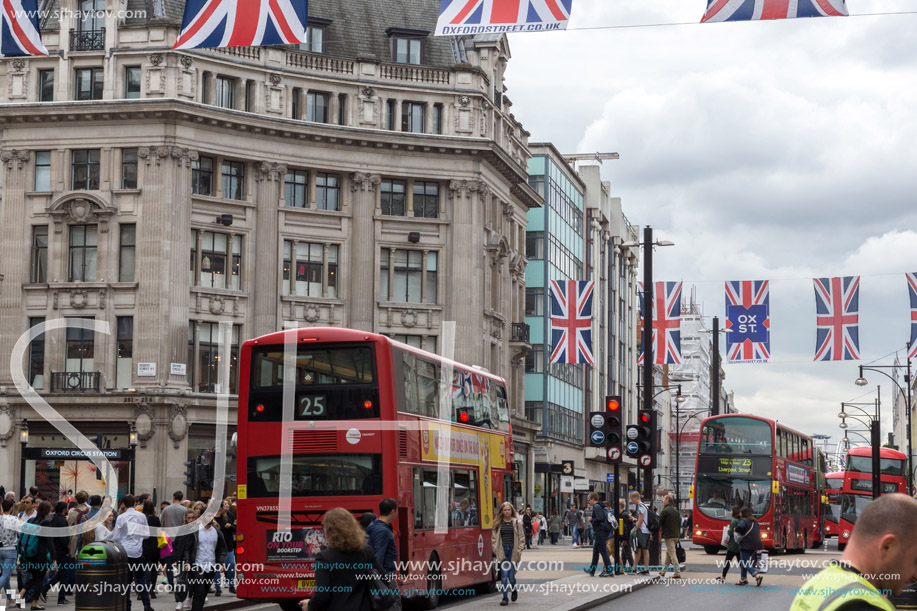 LONDON, ENGLAND - JUNE 16 2016: Clouds over Regent Street, City of London, England, Great Britain