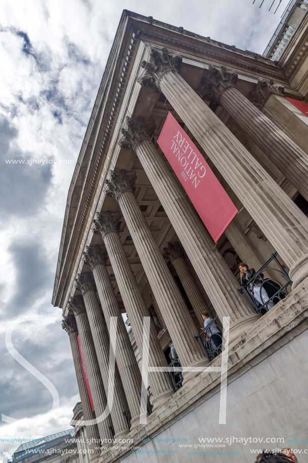 LONDON, ENGLAND - JUNE 16 2016: The National Gallery on Trafalgar Square, London, England, United Kingdom