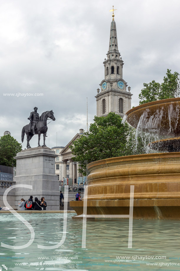 LONDON, ENGLAND - JUNE 16 2016: Trafalgar Square, City of London, England, Great Britain