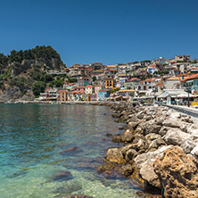 Amazing Panoramic view of town of Parga, Epirus, Greece