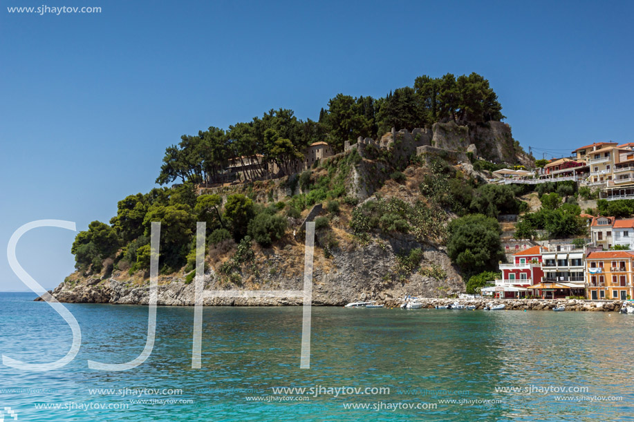 Amazing Panoramic view of town of Parga, Epirus, Greece