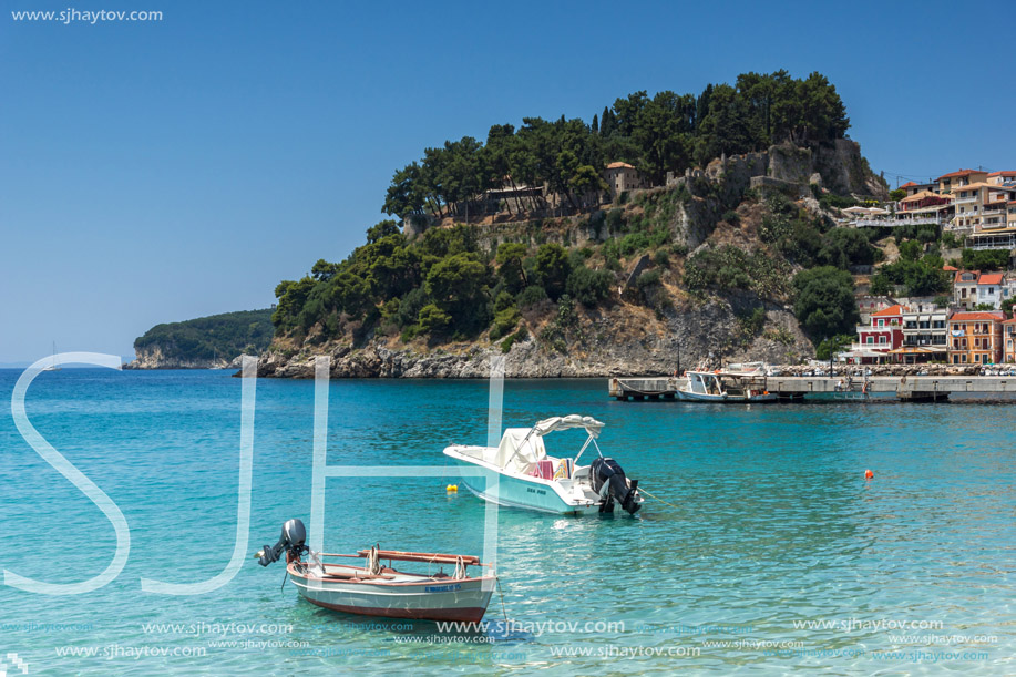 Amazing Panoramic view of town of Parga, Epirus, Greece