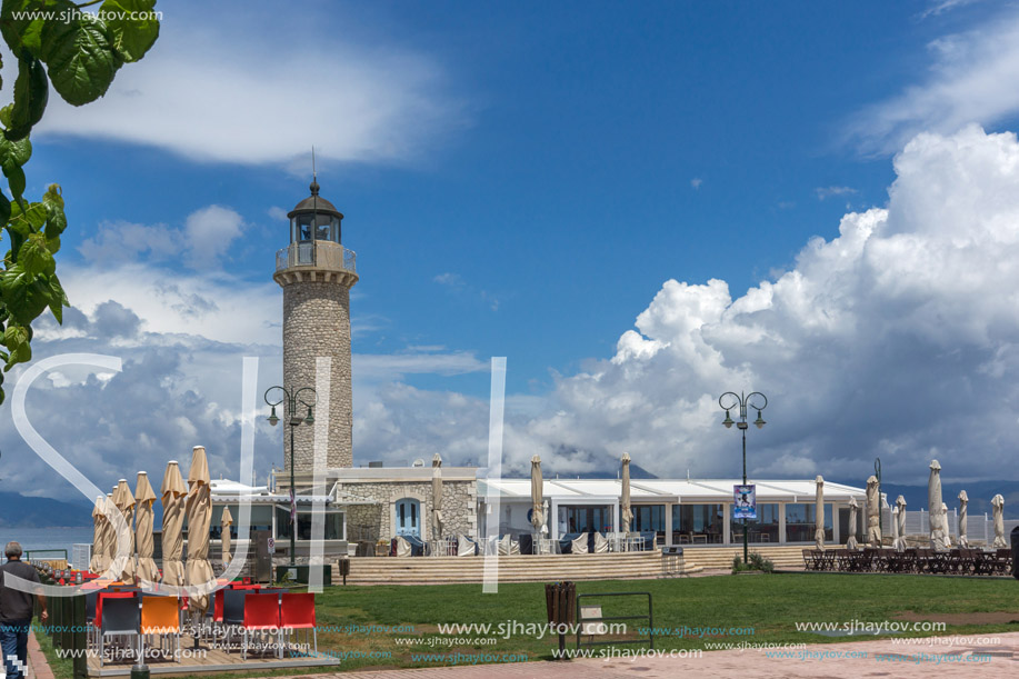 PATRAS, GREECE MAY 28, 2015: Amazing view of Lighthouse in Patras, Peloponnese, Western Greece