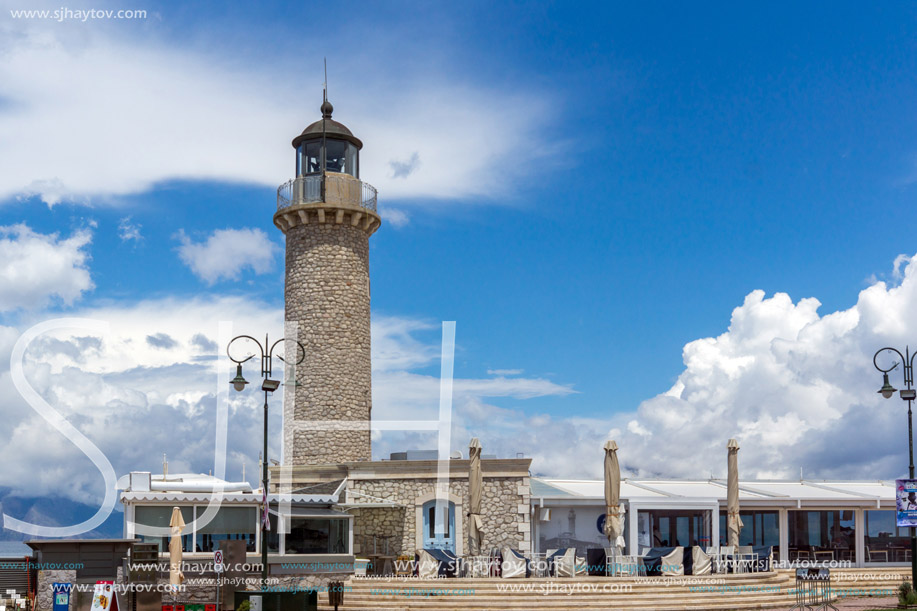 PATRAS, GREECE MAY 28, 2015: Amazing view of Lighthouse in Patras, Peloponnese, Western Greece