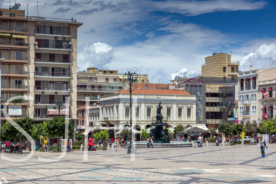 PATRAS, GREECE MAY 28, 2015: Panoramic view of King George I Square in Patras, Peloponnese, Western Greece