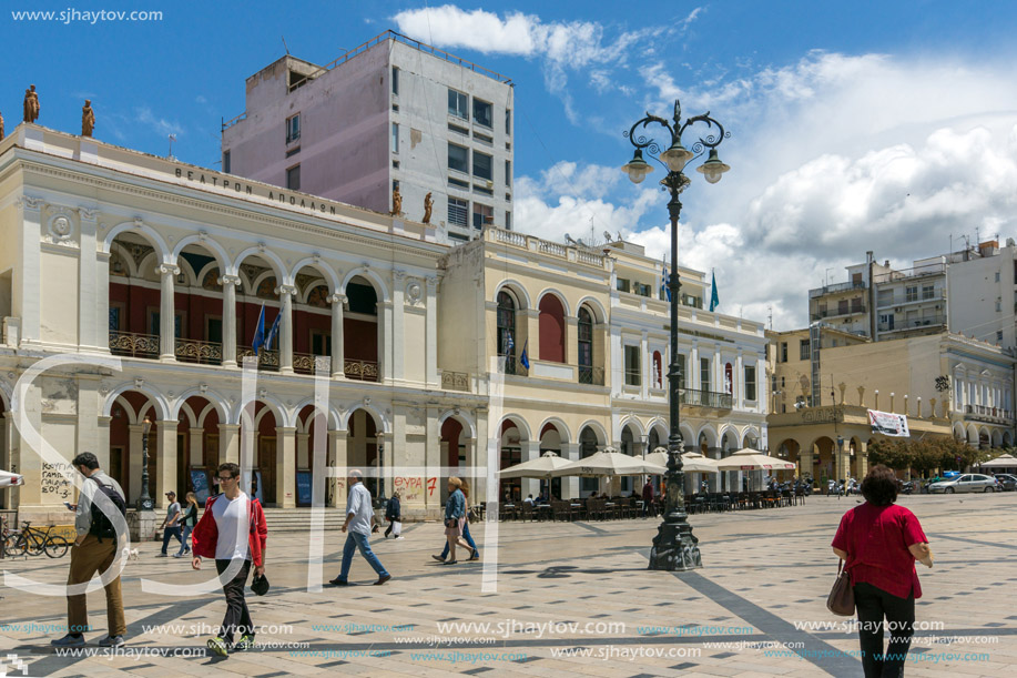 PATRAS, GREECE MAY 28, 2015: Panoramic view of King George I Square in Patras, Peloponnese, Western Greece