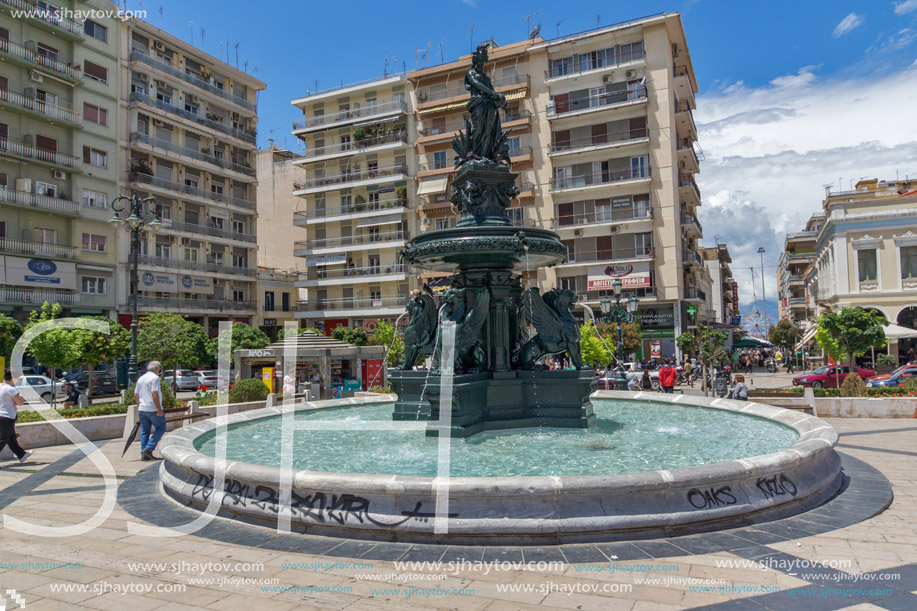 PATRAS, GREECE MAY 28, 2015: Panoramic view of King George I Square in Patras, Peloponnese, Western Greece