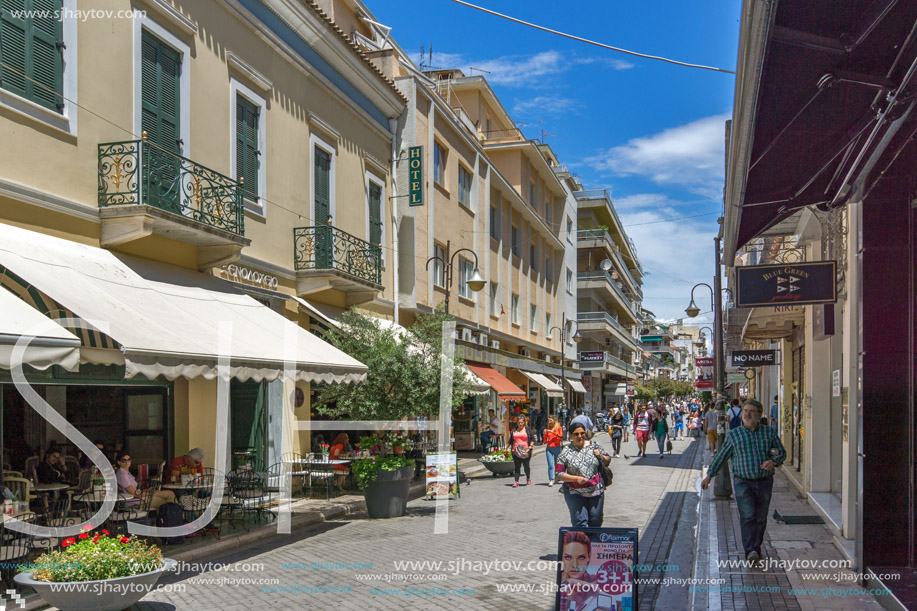 PATRAS, GREECE MAY 28, 2015: Typical street in Patras, Peloponnese, Western Greece