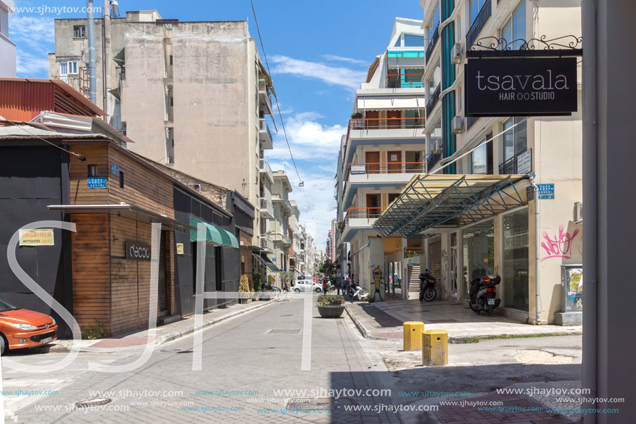 PATRAS, GREECE MAY 28, 2015: Typical street in Patras, Peloponnese, Western Greece