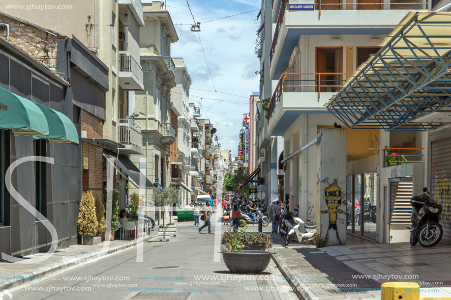 PATRAS, GREECE MAY 28, 2015: Typical street in Patras, Peloponnese, Western Greece