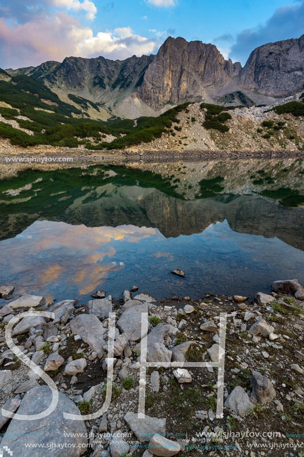 Reflection of Sinanitsa Peak in the lake, Pirin Mountain, Bulgaria